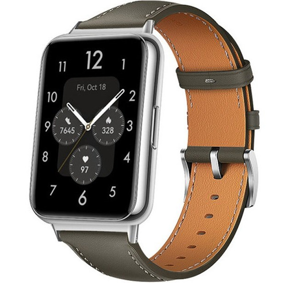 Кожаный ремешок для часов Huawei Watch Fit 2, Grey / Blue