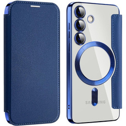 Откидной чехол для Samsung Galaxy S24+ Plus, RFID Wallet MagSafe CamShield, темно-синий