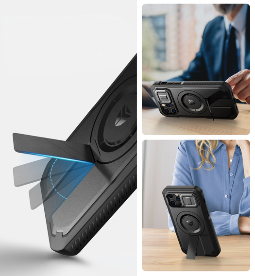 Бронированный чехол для iPhone 12 / iPhone 12 Pro, Dexnor CamProtect MagSafe, чёрный (Две рамки)
