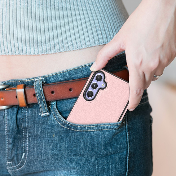 Шкіряний чохол для Samsung Galaxy A54, Lychee leather Case, рожевий