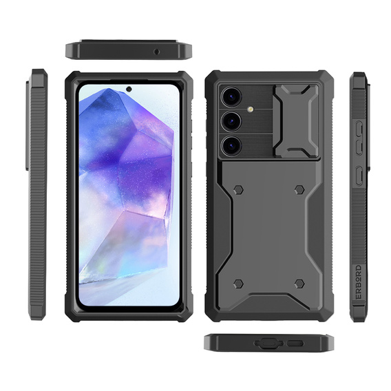 Чехол для Samsung Galaxy A55, ERBORD Rugged Case, черный (Две рамки)