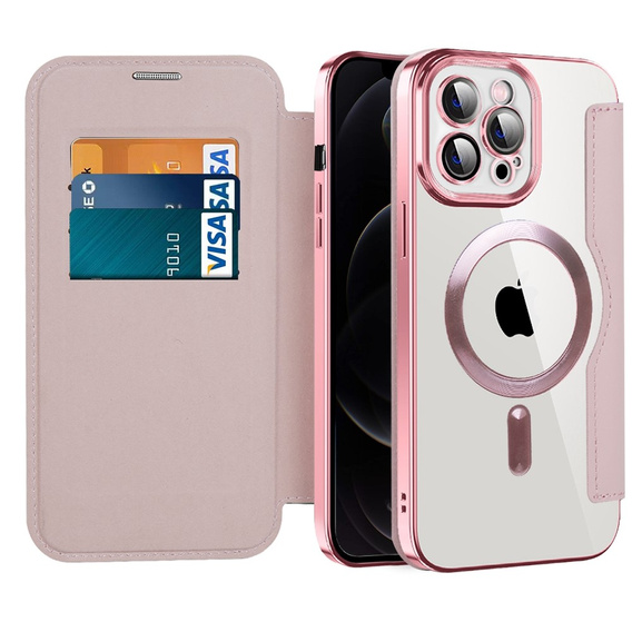 Откидной чехол для iPhone 12 Pro Max, RFID Wallet MagSafe CamShield, розовый