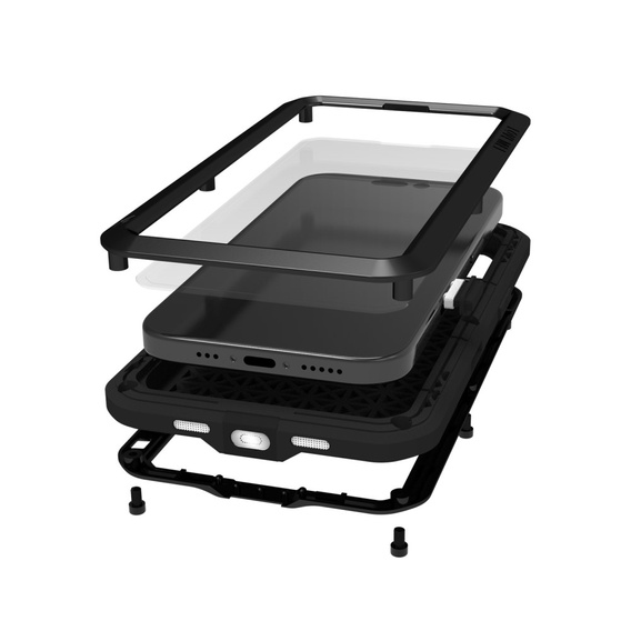 Чехол Love Mei до iPhone 16 Pro, armored with glass, чёрный