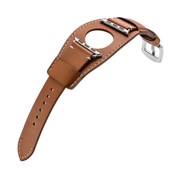 Кожаный ремешок для Apple Watch 1/2/3/4/5/6/7/8/SE/Ultra 42/44/45/49 мм, коричневый