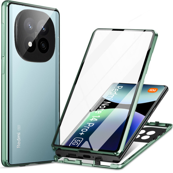 Чохол для Xiaomi Redmi Note 14 Pro+, Magnetic Dual Glass, зелений