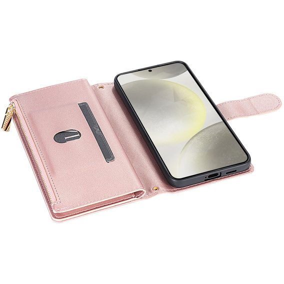 Чохол-сумка для Samsung Galaxy A56 5G, Rhombus Crossbody Leather, рожевий rose gold
