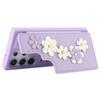 Чехол для Samsung Galaxy S24 Ultra, Leather Flower Card Slot, фиолетовый