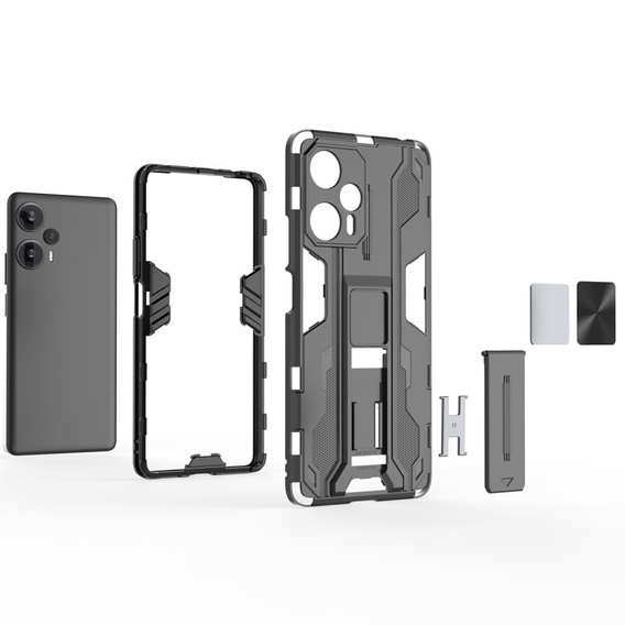 Чехол до Xiaomi Poco F5, Military kickstand, чёрный