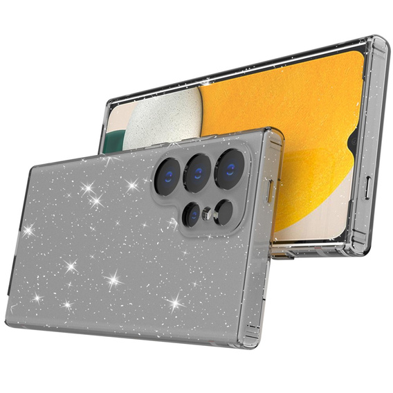 Чехол до Samsung Galaxy S24 Ultra, Glittery Powder, прозрачный / черный