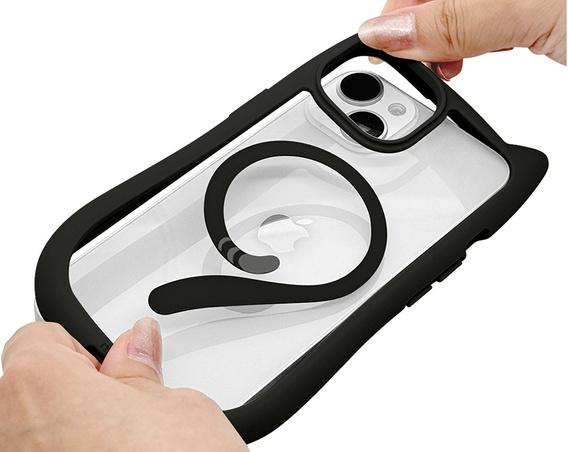 Чохол для iPhone 13 / iPhone 14, для MagSafe, Cute Cat, чорний + захисне скло