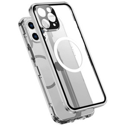 Магнітний чохол Dual Glass MagSafe для iPhone 14 Pro, сріблястий