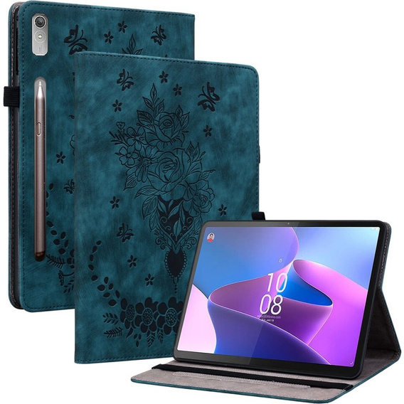 чехол-крышка для Lenovo Tab P12, flower, синий