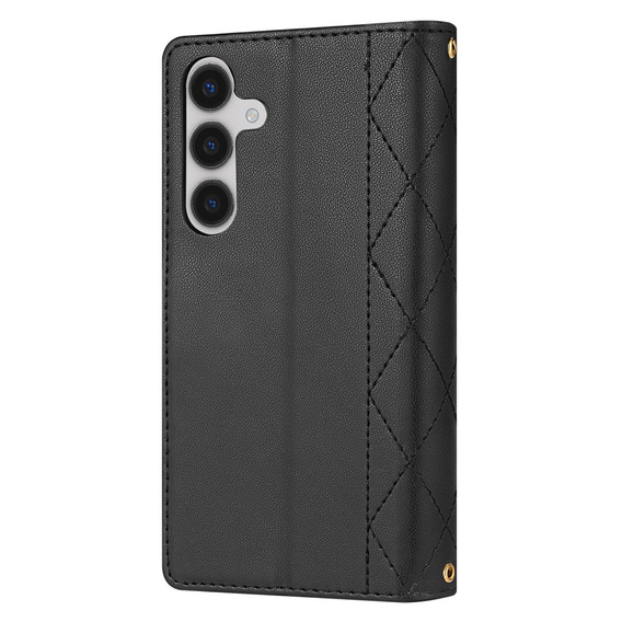 Чохол-сумка для Samsung Galaxy A56 5G, Rhombus Crossbody Leather, чорний