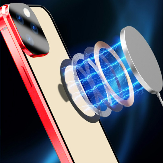Магнитный чехол с двойным стеклом MagSafe для iPhone 15 Pro Max, красный