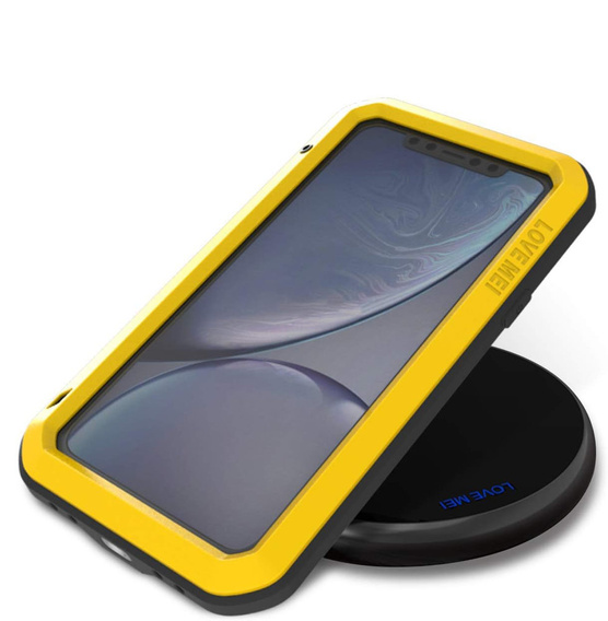 Чoхол Love Mei до iPhone 11, armored with glass, жовтий / чорний