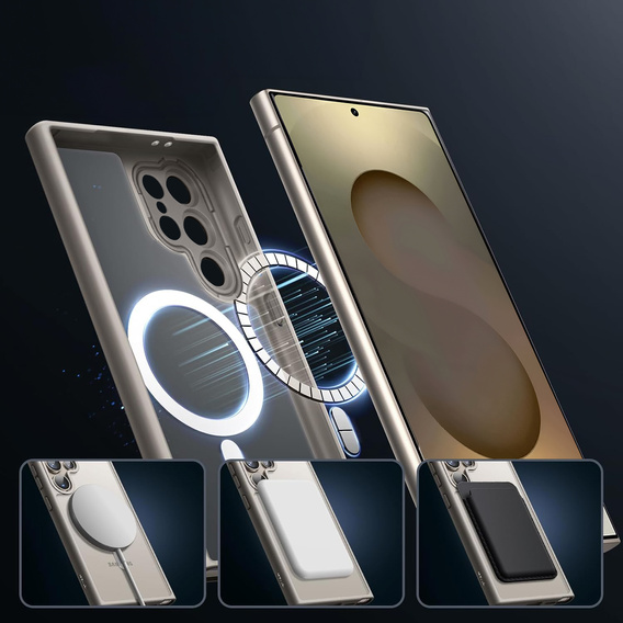 Чехол для Samsung Galaxy S25 Ultra, для MagSafe, ERBORD Matt Case, титановый серый + стекло для экрана
