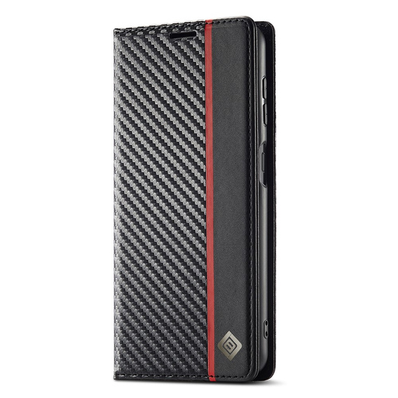 Чохол-розкладачка LC.IMEEKE для Samsung Galaxy A17 5G, з карбоновою текстурою, чорний