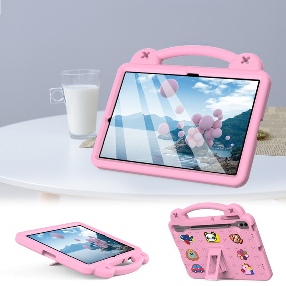 Дитячий чохол для планшета Samsung Galaxy Tab S10+ Plus, Cute Patterns, з підставкою, рожевий