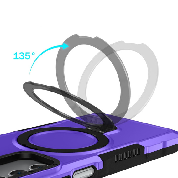 Чехол до Samsung Galaxy A15 5G, Kickstand Ring, чёрный + стекло 9H