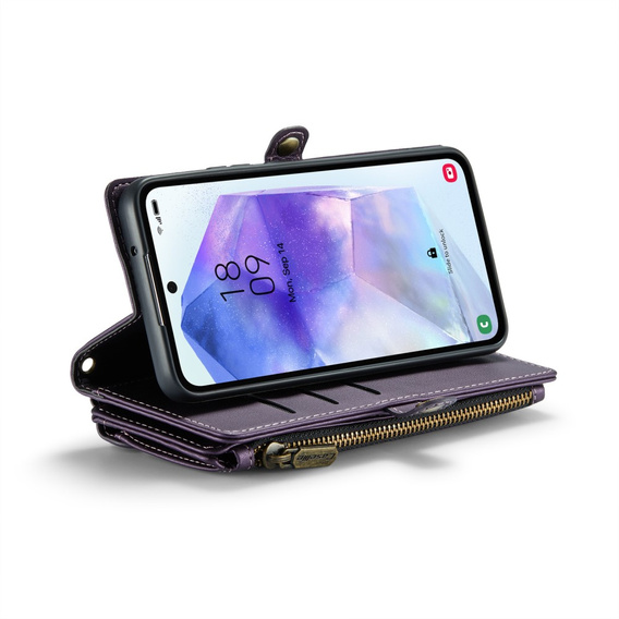 Чехол CASEME для Samsung Galaxy A55 5G, RFID Leather Wallet, с плечевым ремнем, фиолетовый