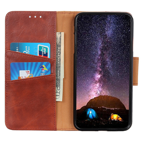 Откидной чехол для Samsung Galaxy S25 Edge, Crazy Horse Wallet, коричневый