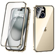 Чехол для iPhone 15, Magnetic Dual Glass, золотой