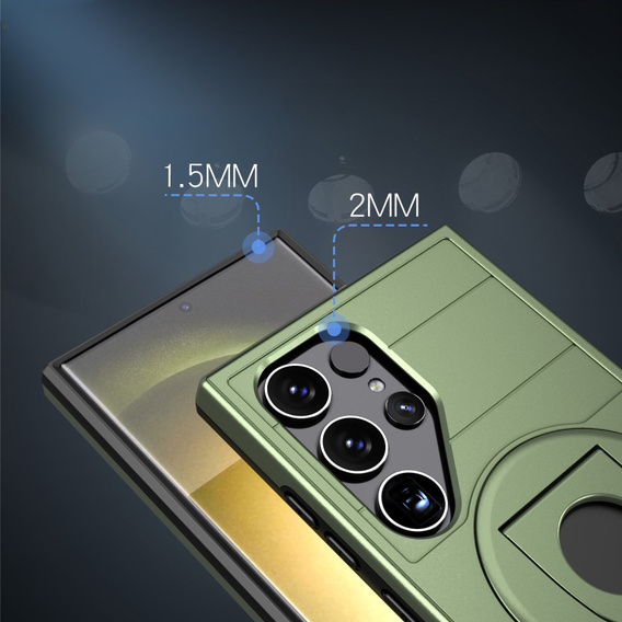 Чехол MagSafe для Samsung Galaxy S24 Ultra, Military Magnet, зелёный