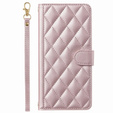 Чохол-сумка для Samsung Galaxy A16, Rhombus Crossbody Leather, рожевий rose gold