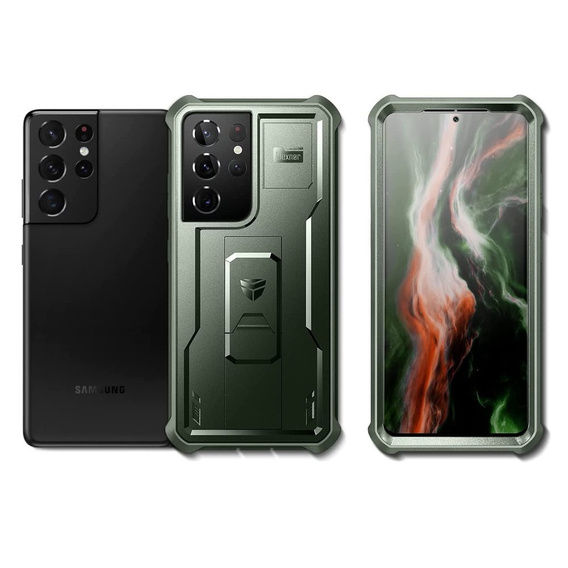 Бронированный чехол для Samsung Galaxy S21 Ultra, Dexnor Full Body, зелёный