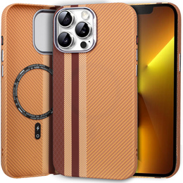 Чехол для iPhone 13 Pro, Carbon Fiber MagSafe, жёлтый