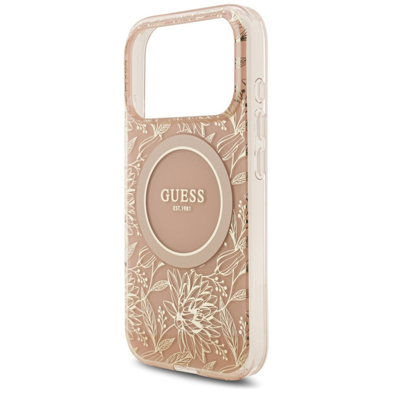 Чохол Guess IML Flowers Electroplated Allover With Beads Strap, для MagSafe, з ремінцем для iPhone 17 Pro