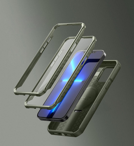 Броньований чохол для iPhone 15, Dexnor CamProtect MagSafe, зелений (Дві рамки)