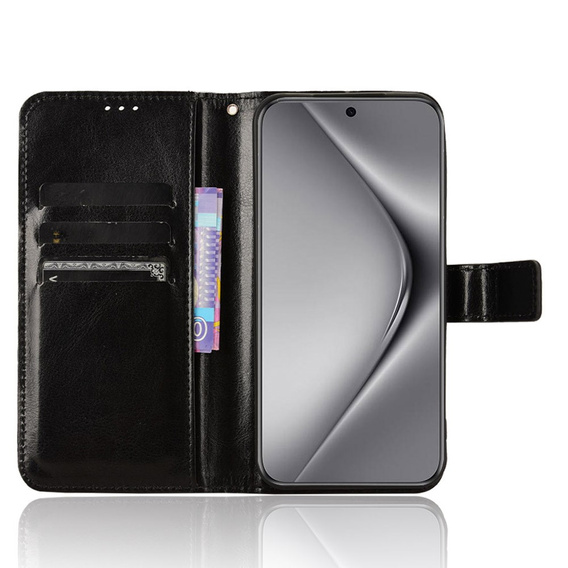 Откидной чехол для Huawei Pura 70, Crazy Horse Wallet, чёрный