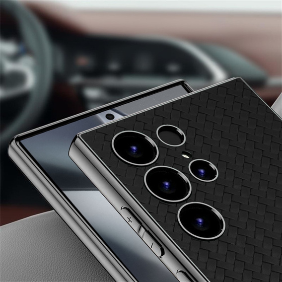 Чехол до Samsung Galaxy S24 Ultra, GKK Woven Leather, чёрный