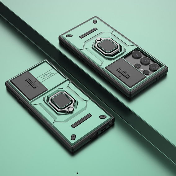 Чохол для Samsung Galaxy S24 Ultra, KickStand Camera Lens, зелений