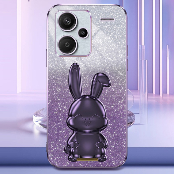 Чехол для Xiaomi Redmi Note 13 Pro+, Glitter Rabbit, с выдвижной подставкой, фиолетовый