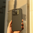 Чохол для iPhone 16 Pro, броньований Nillkin, Carbon Fiber, для Magsafe, золотий