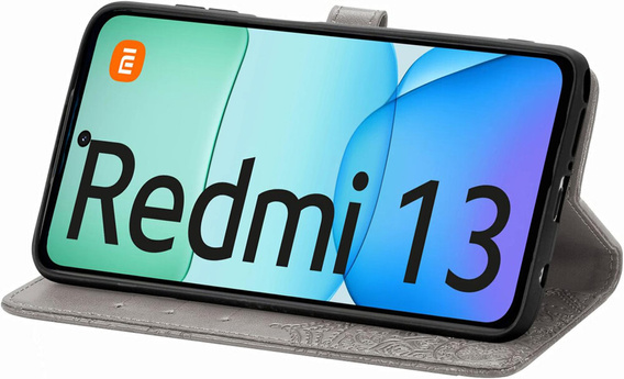 Откидной чехол для Xiaomi Redmi 13, Mandala, серый
