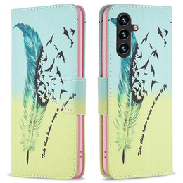 Откидной чехол для Samsung Galaxy A05s, Wallet, Feather, синий