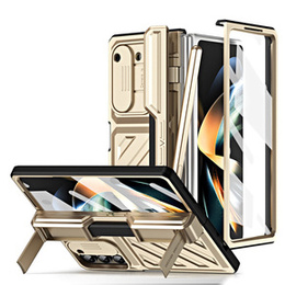 Чохол для Samsung Galaxy Z Fold5 5G, Kickstand case, з підставкою та склом, золотий