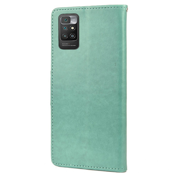 Откидной чехол для Xiaomi Redmi 10, Butterfly, зелёный