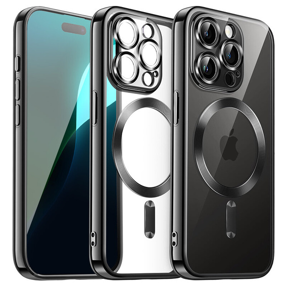 Чехол для iPhone 16 Pro Max, Electro MagSafe, чёрный + стекло для экрана
