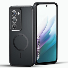 Матовий чохол для Xiaomi Redmi 15 5G / 4G, для MagSafe, напівпрозорий чорний