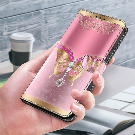 Откидной чехол для Xiaomi Redmi Note 12 4G, Wallet Butterfly, розовый