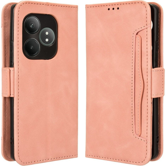 Футляр з клапаном для Realme GT 6 / 6T, Card Slot, рожевий