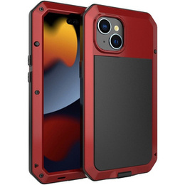 Чохол для iPhone 15 Plus, броньований, з інтегрованим склом, червоний