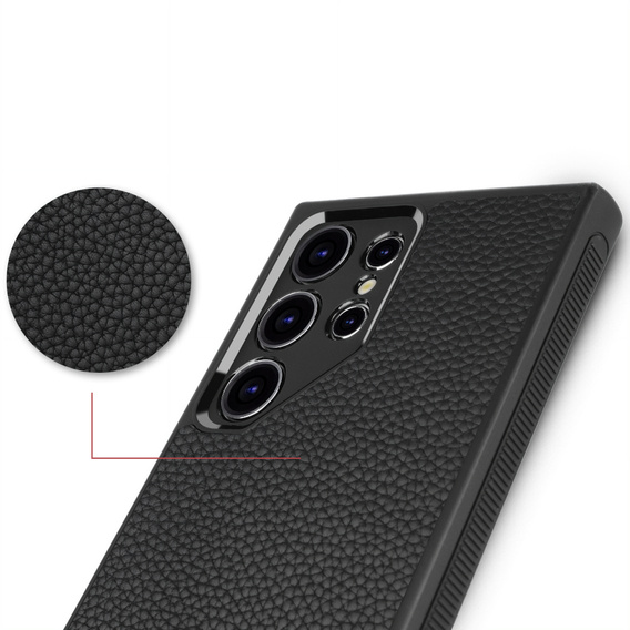 Кожаный чехол для Samsung Galaxy S24 Ultra, ERBORD LeatherGuard MagSafe, черный