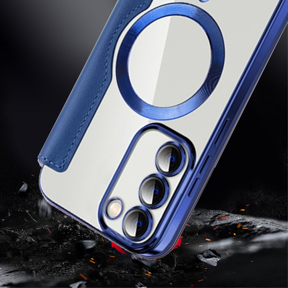 Откидной чехол для Samsung Galaxy S23, Wallet, MagSafe, темно-синий