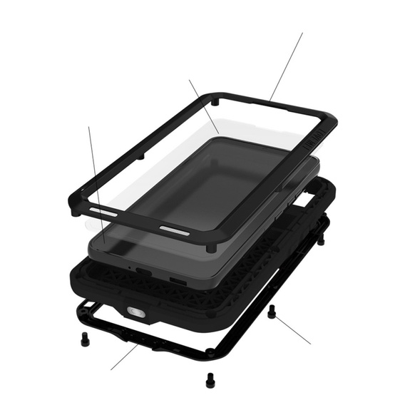 Чехол Love Mei до Samsung Galaxy S22, armored with glass, чёрный