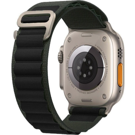 Нейлоновый ремешок до Apple Watch 1/2/3/4/5/6/7/8/SE/ULTRA 42/44/45/49 MM, Black / Green